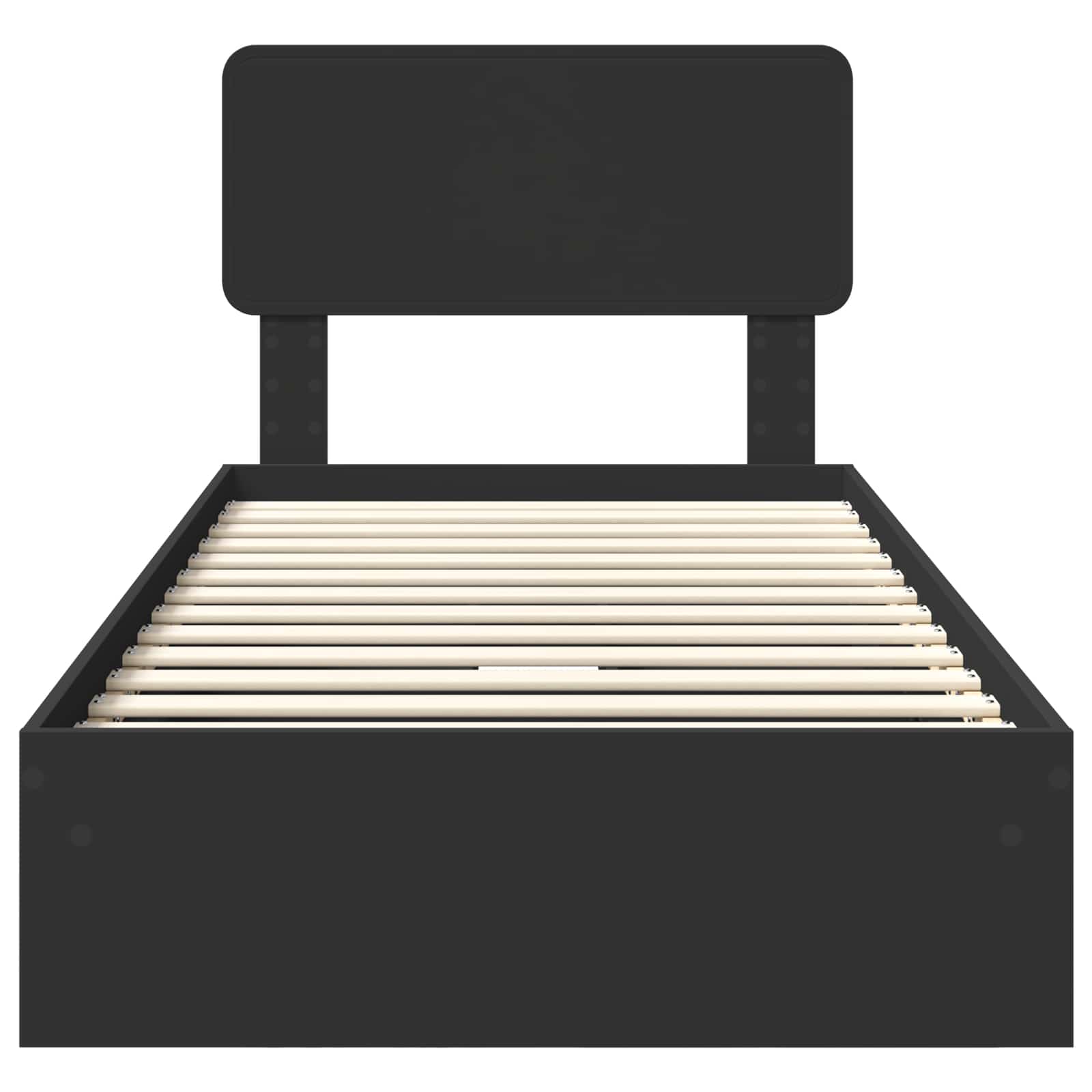 Förvaringssäng med huvudgavel Svart 75 x 190 cm Konstruerat trä