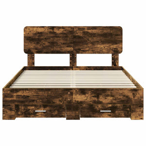Sängram med huvudgavel Rökt ek 140 x 200 cm Konstruerat trä