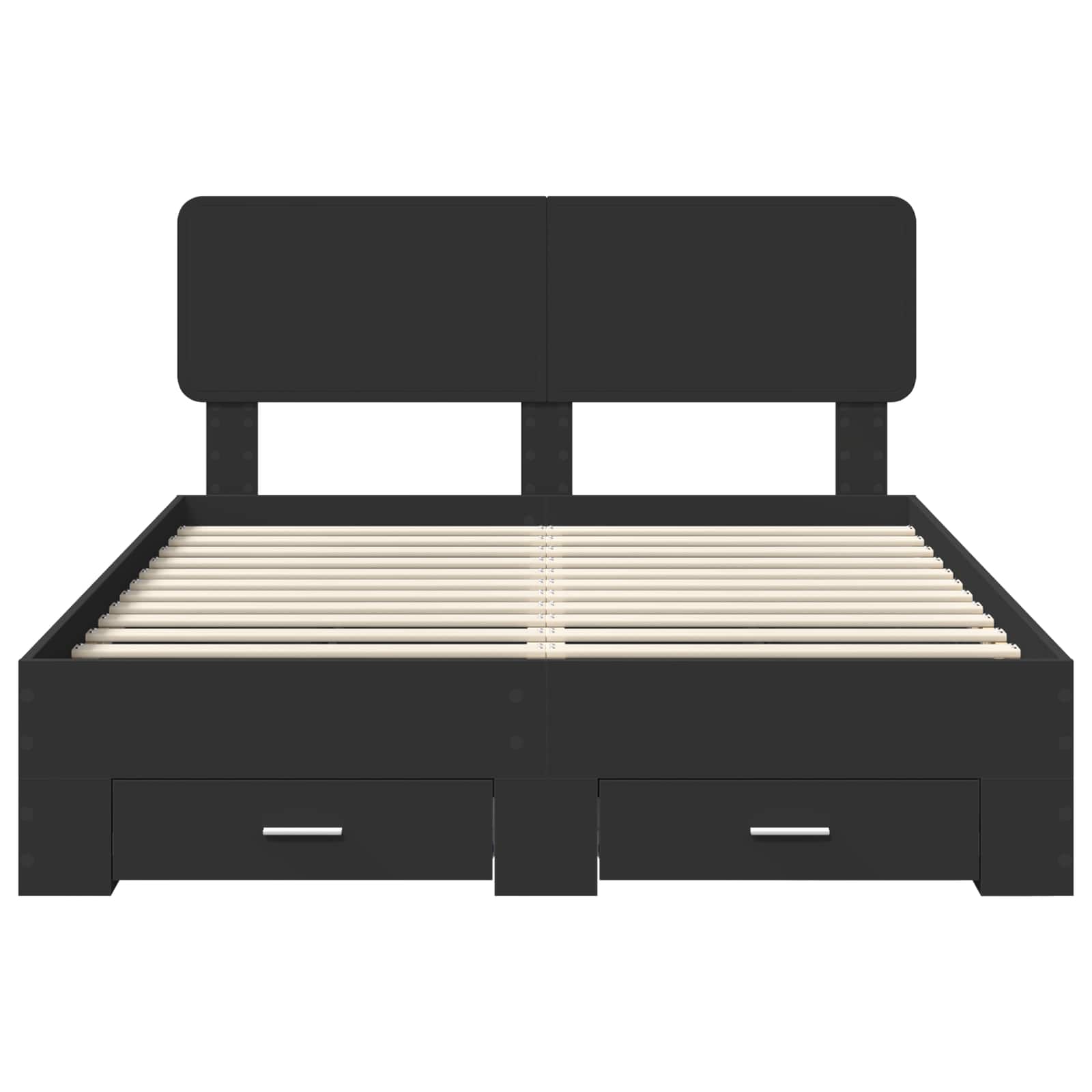 Sängram med huvudgavel Svart 140 x 190 cm Konstruerat trä