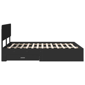 Sängram med huvudgavel Svart 140 x 190 cm Konstruerat trä