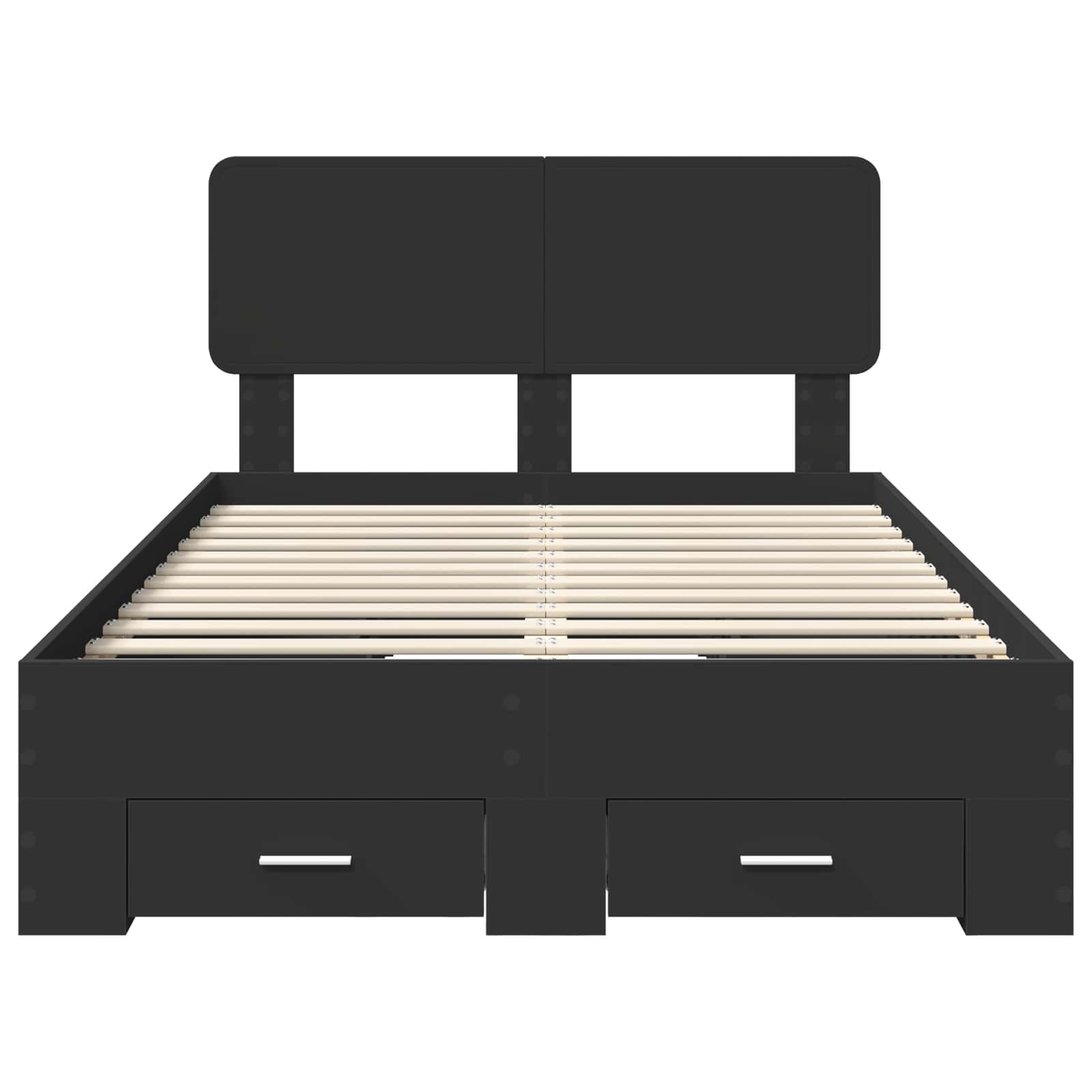 Sängram med huvudgavel Svart 135 x 190 cm Konstruerat trä