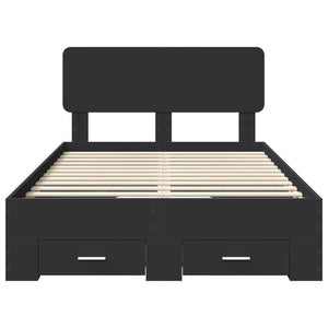 Sängram med huvudgavel Svart 135 x 190 cm Konstruerat trä