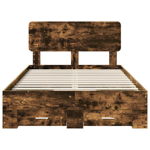 Sängram med huvudgavel Rökt ek 135 x 190 cm Konstruerat trä