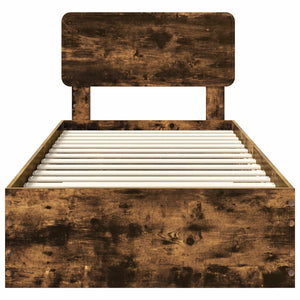 Sängram med huvudgavel Rökt ek 100 x 200 cm Konstruerat trä