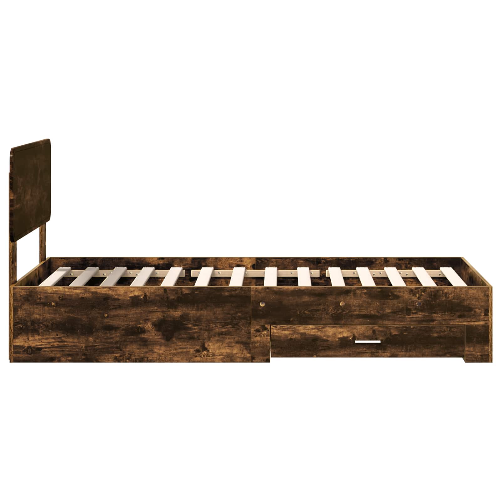 Sängram med huvudgavel Rökt ek 100 x 200 cm Konstruerat trä