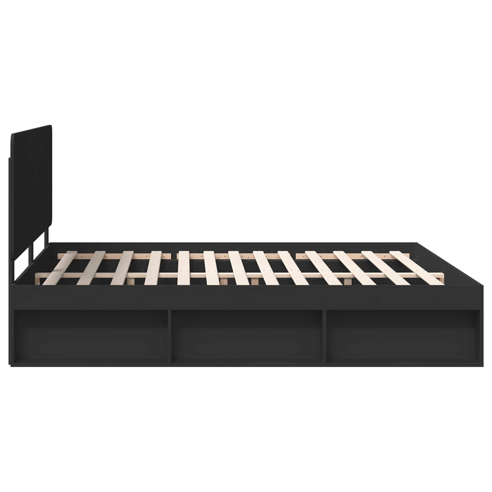 Sängram med huvudgavel Svart 180 x 200 cm Massiv furu