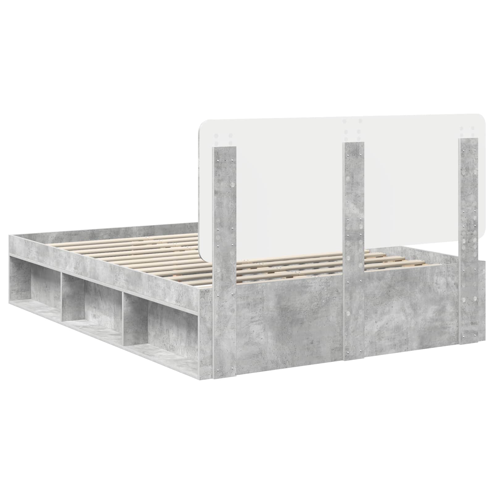 Sängram med huvudgavel Betong 160 x 200 cm Massiv furu