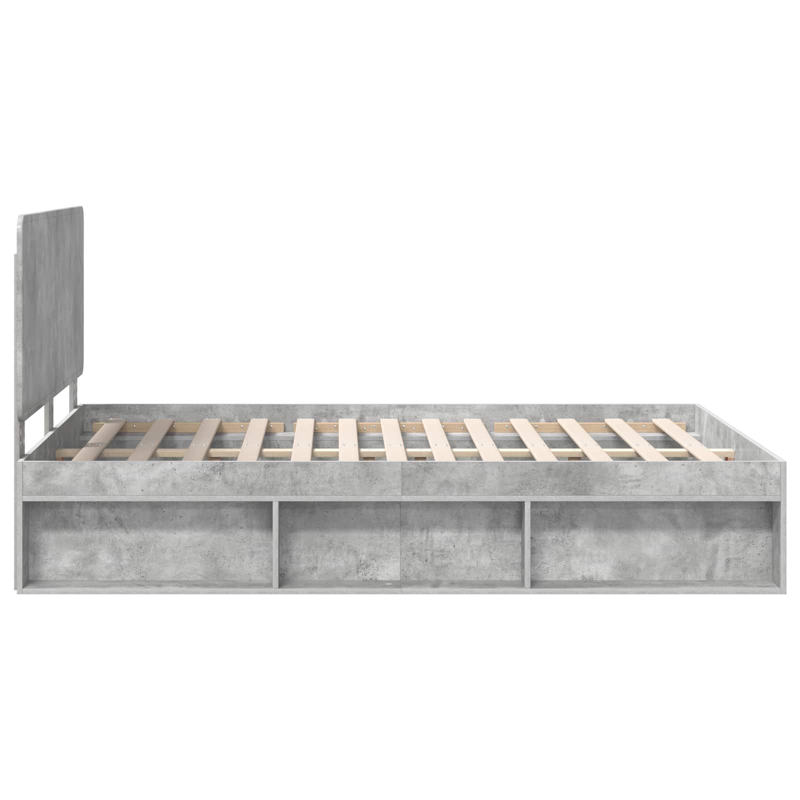 Sängram med huvudgavel Betonggrå 150 x 200 cm Massiv furu