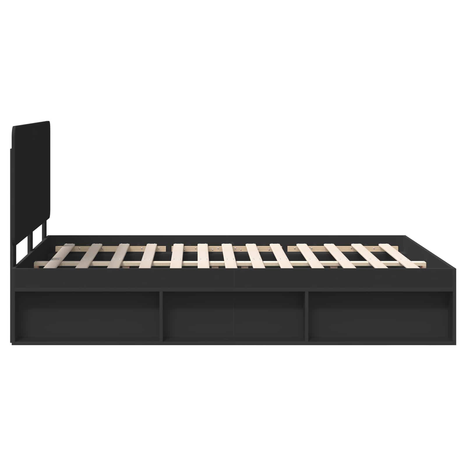 Sängram med huvudgavel Svart 140 x 200 cm Massiv furu