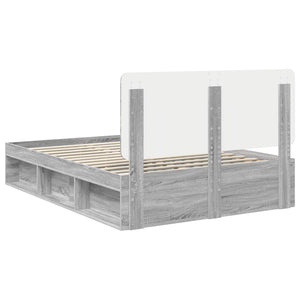 Sängram med huvudgavel Grå Sonoma 140 x 200 cm Massiv furu