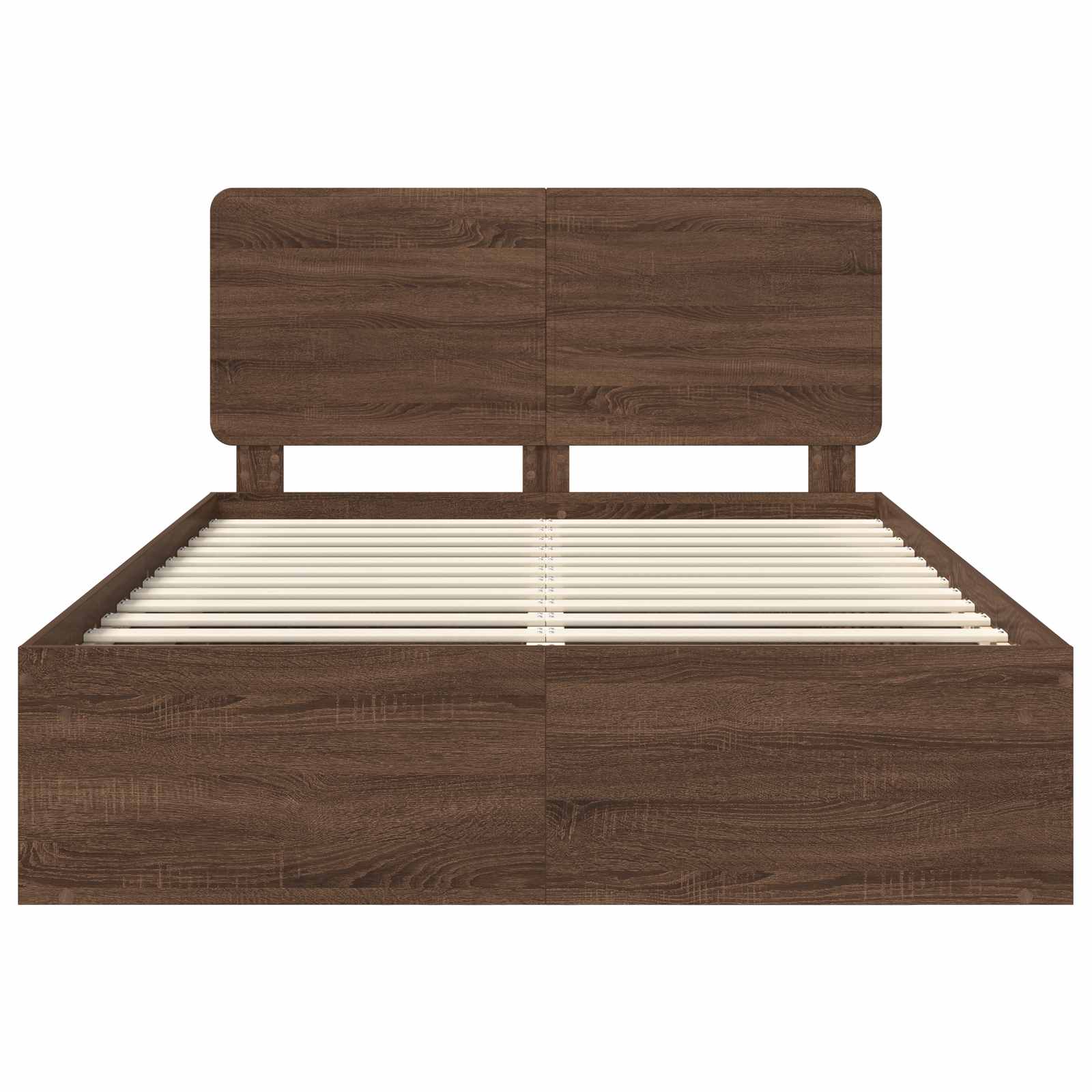 Sängram med huvudgavel Brun Ek 140 x 200 cm Massiv furu