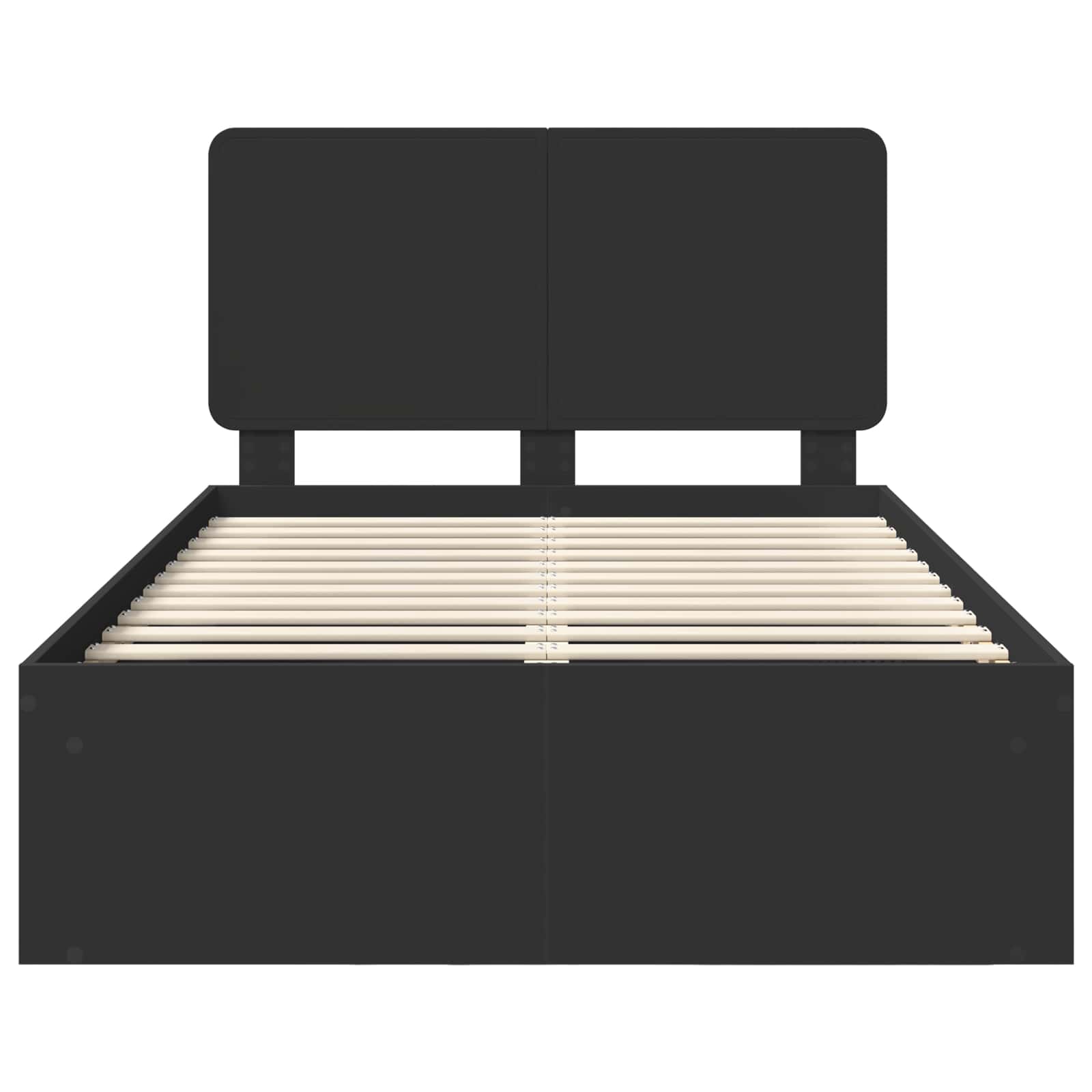 Sängram med huvudgavel Svart 135 x 190 cm Massiv furu