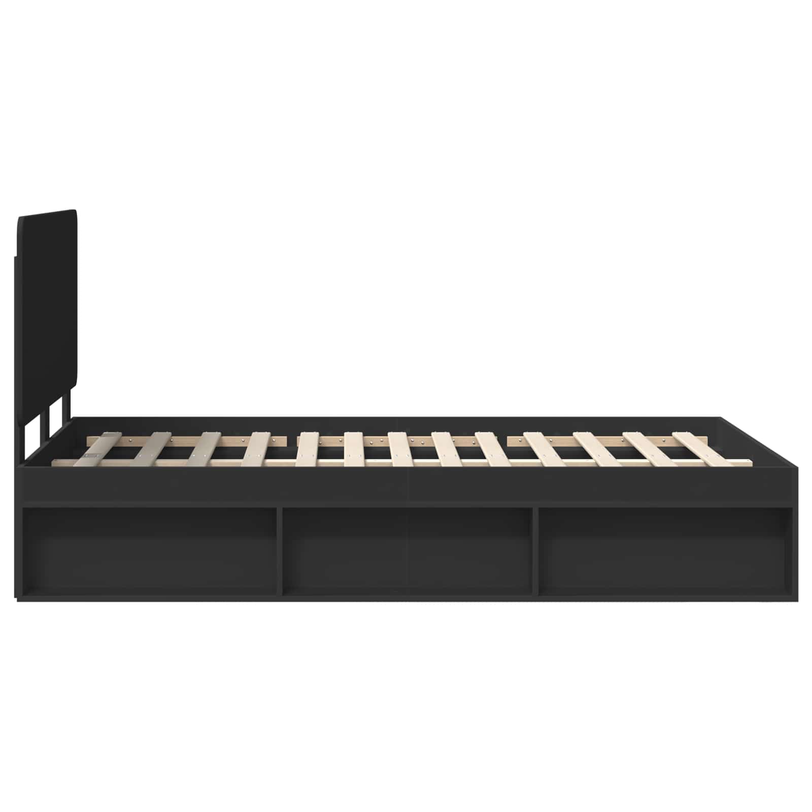 Sängram med huvudgavel Svart 135 x 190 cm Massiv furu