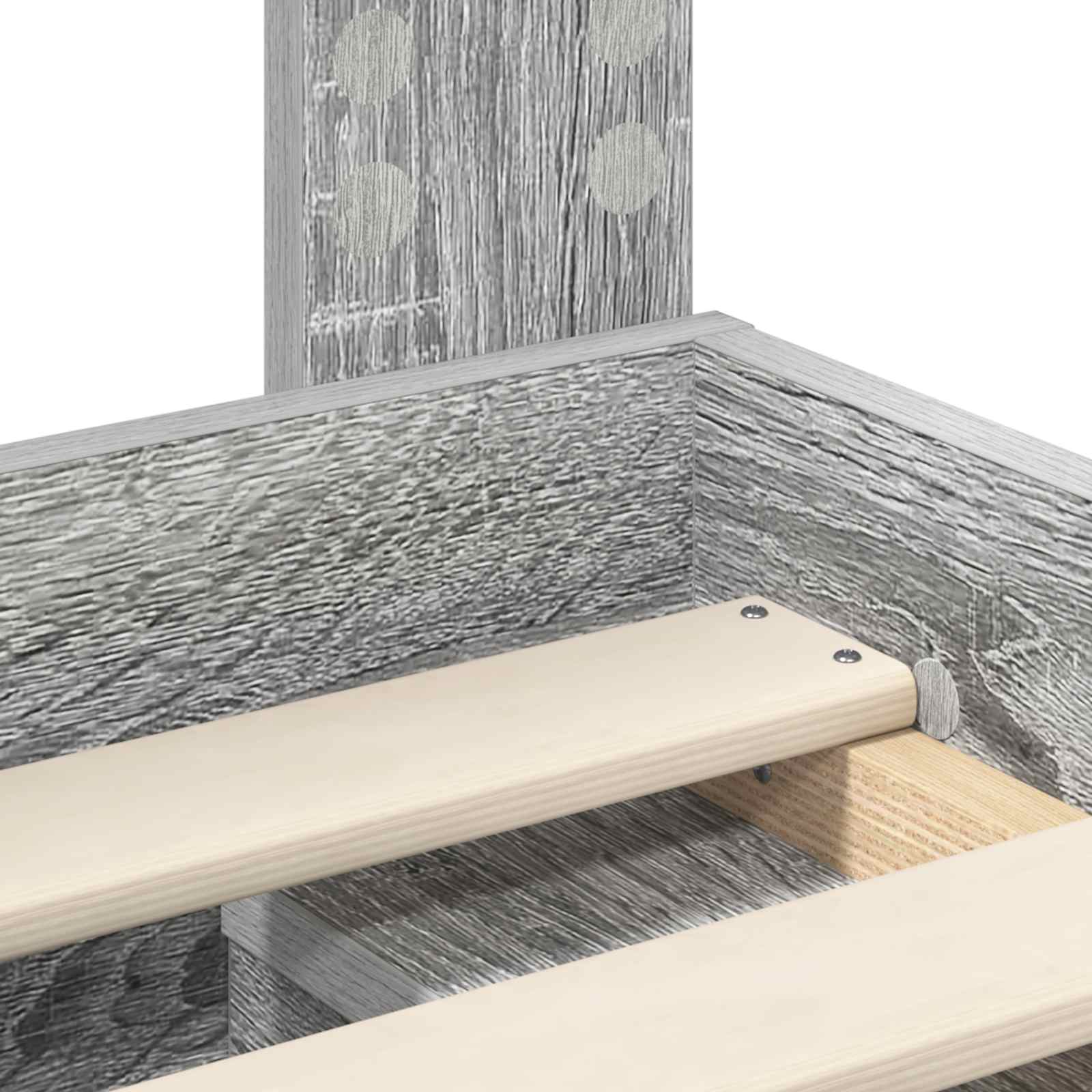 Sängram med huvudgavel Grå Sonoma 135 x 190 cm Massiv furu