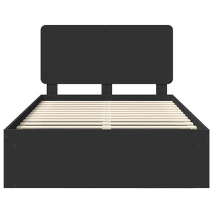 Sängram med huvudgavel Svart 120 x 200 cm Massiv furu