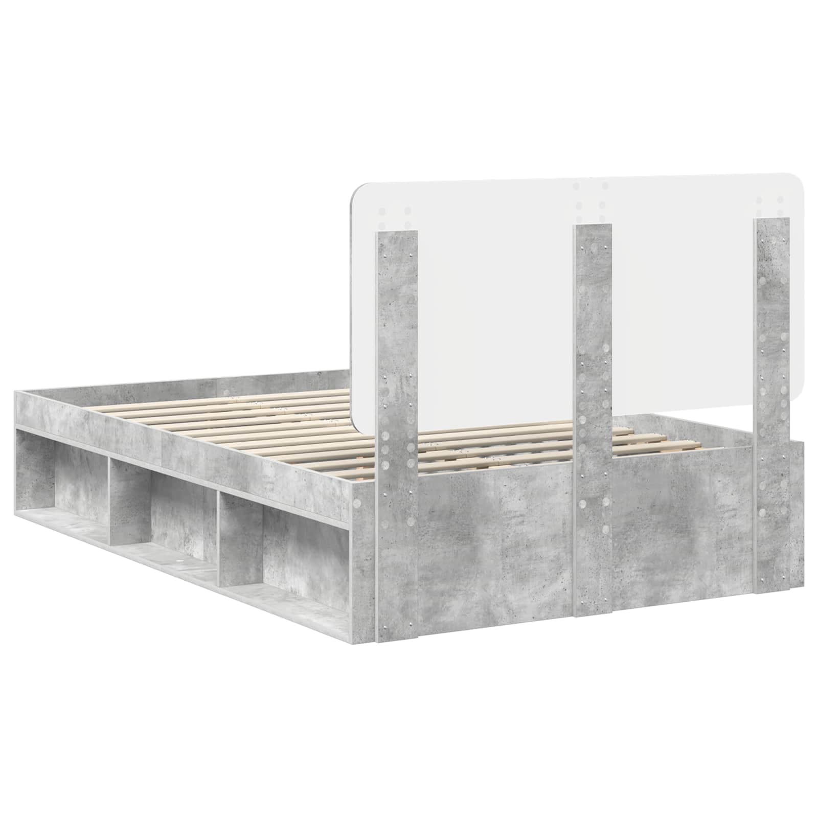 Sängram med huvudgavel Betong 120 x 200 cm Massiv furu