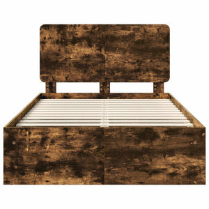Sängram med huvudgavel Rökt ek 120 x 190 cm Massiv furu