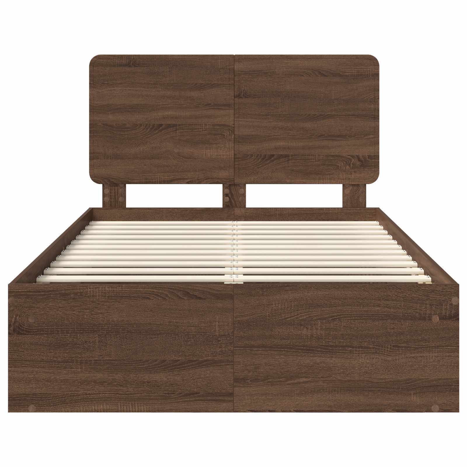 Sängram med huvudgavel Brun Ek 120 x 190 cm Massiv furu