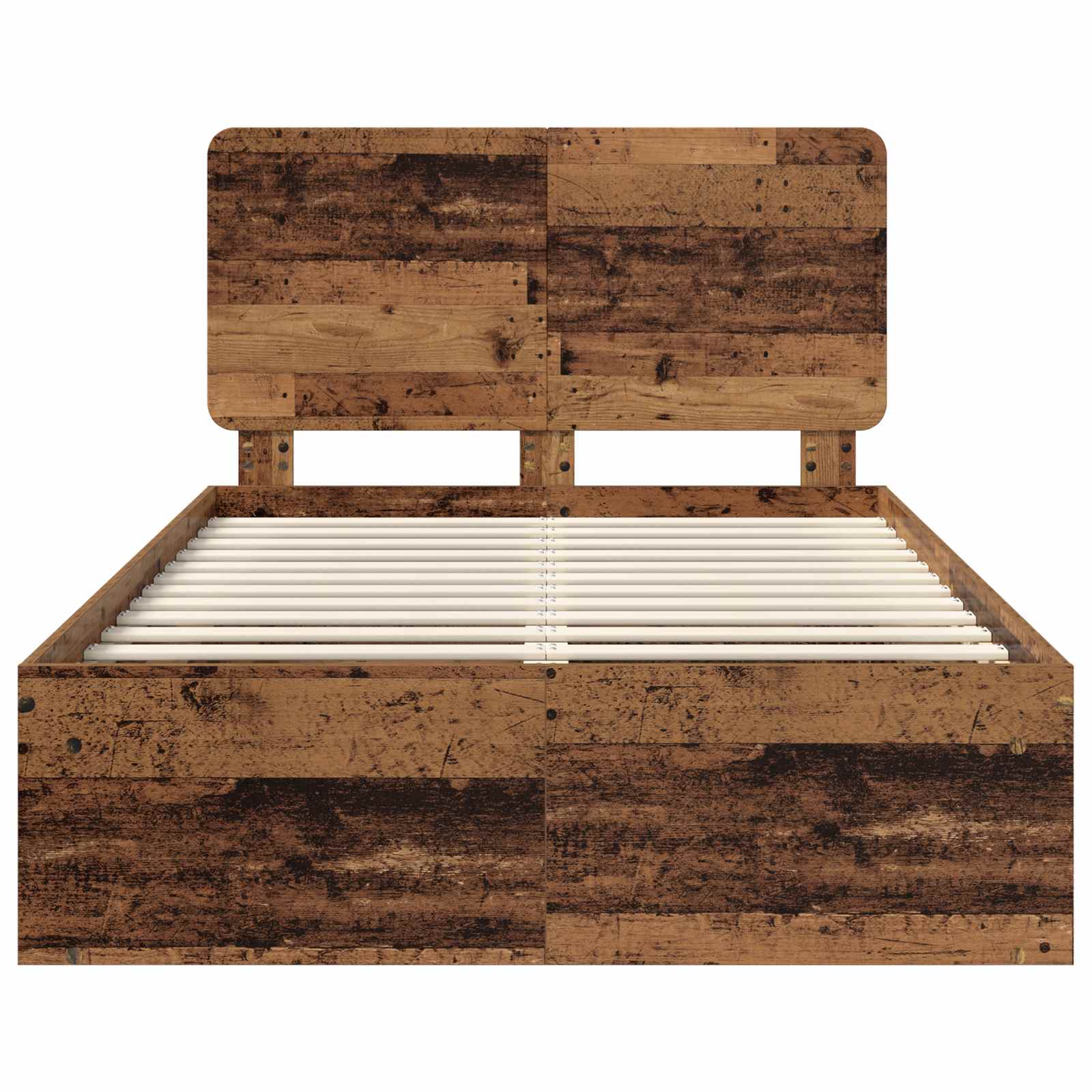 Sängram med huvudgavel Gammalt trä 120 x 190 cm Massiv furu