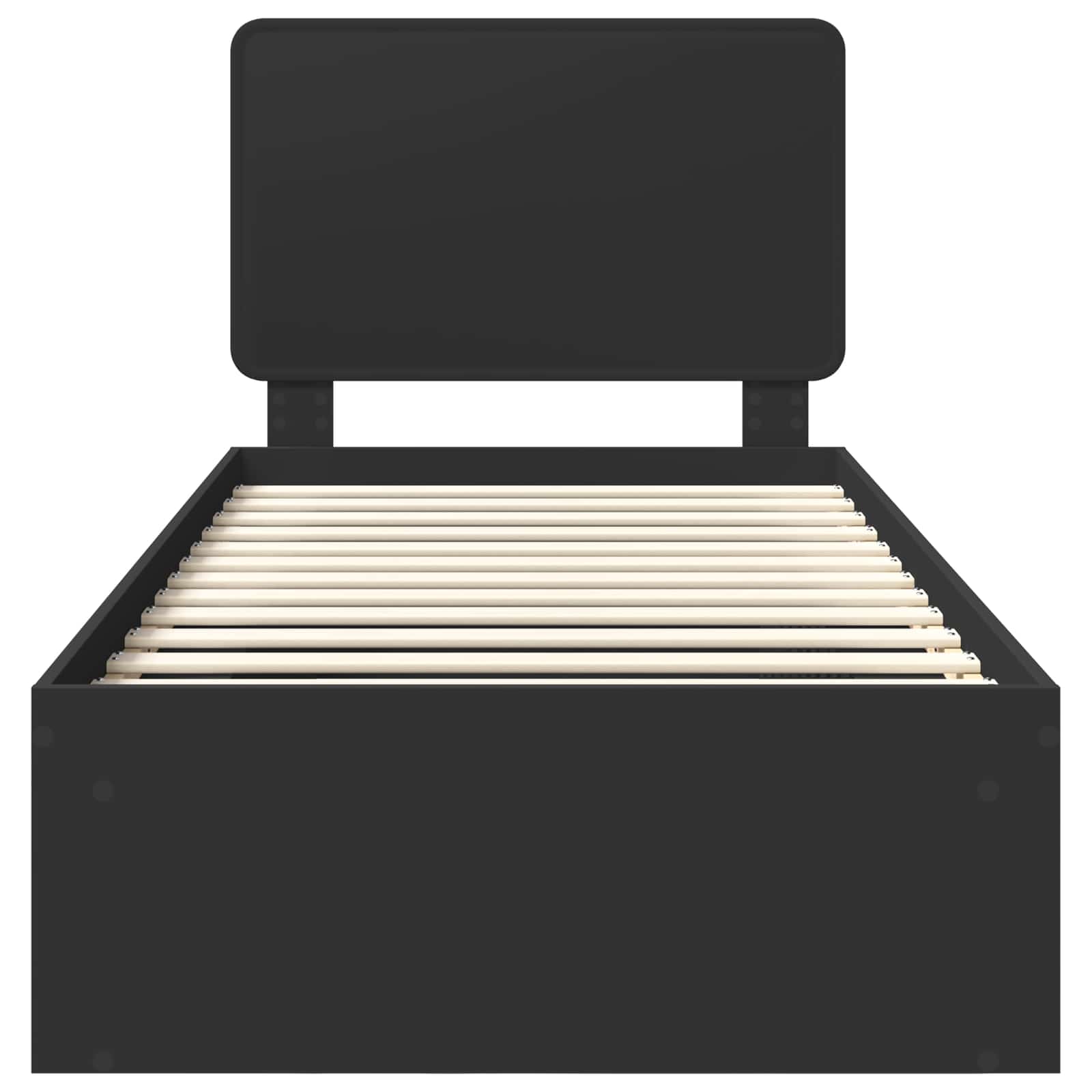 Sängram med huvudgavel Svart 100 x 200 cm Massiv furu