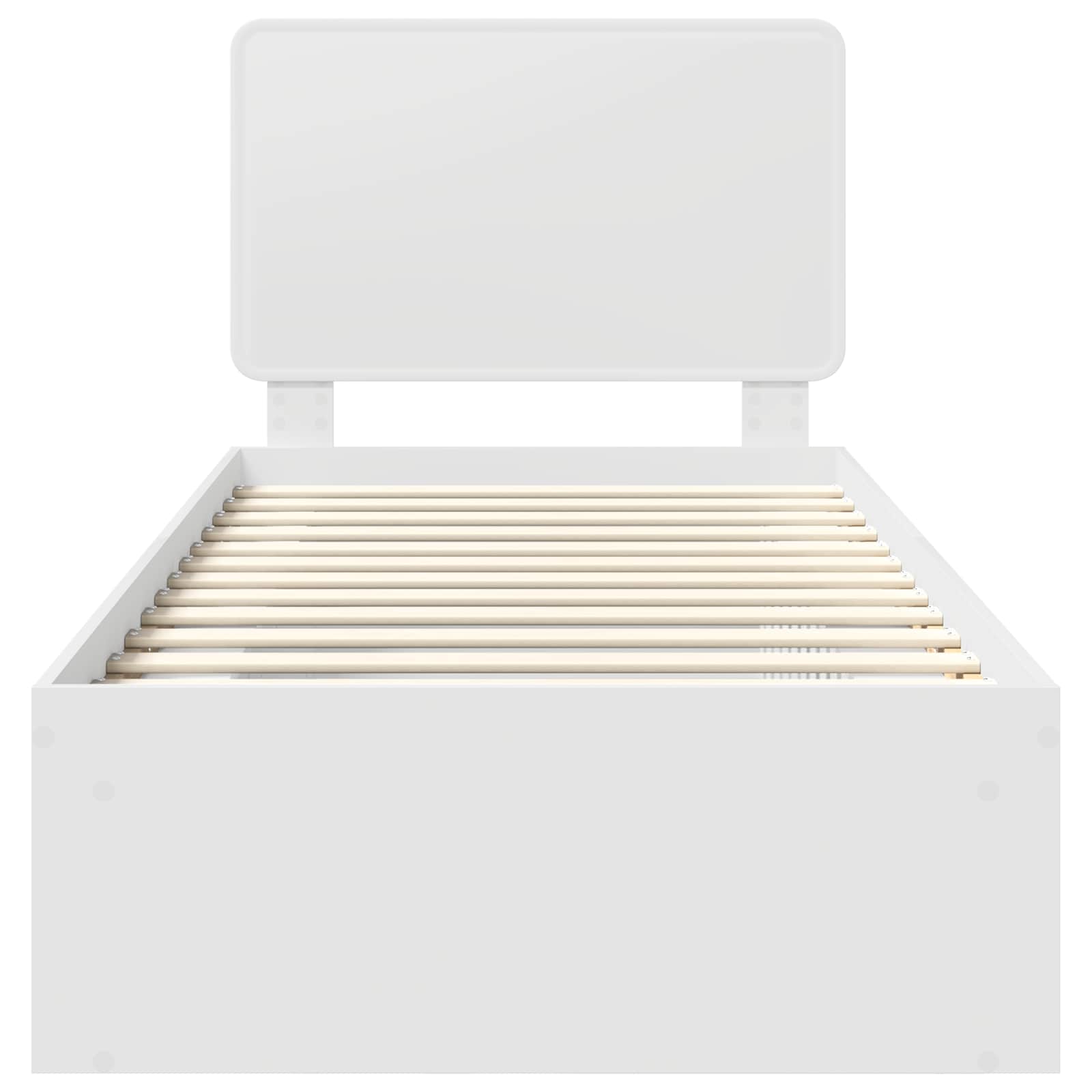 Sängram med huvudgavel Vit 90 x 200 cm Massiv furu