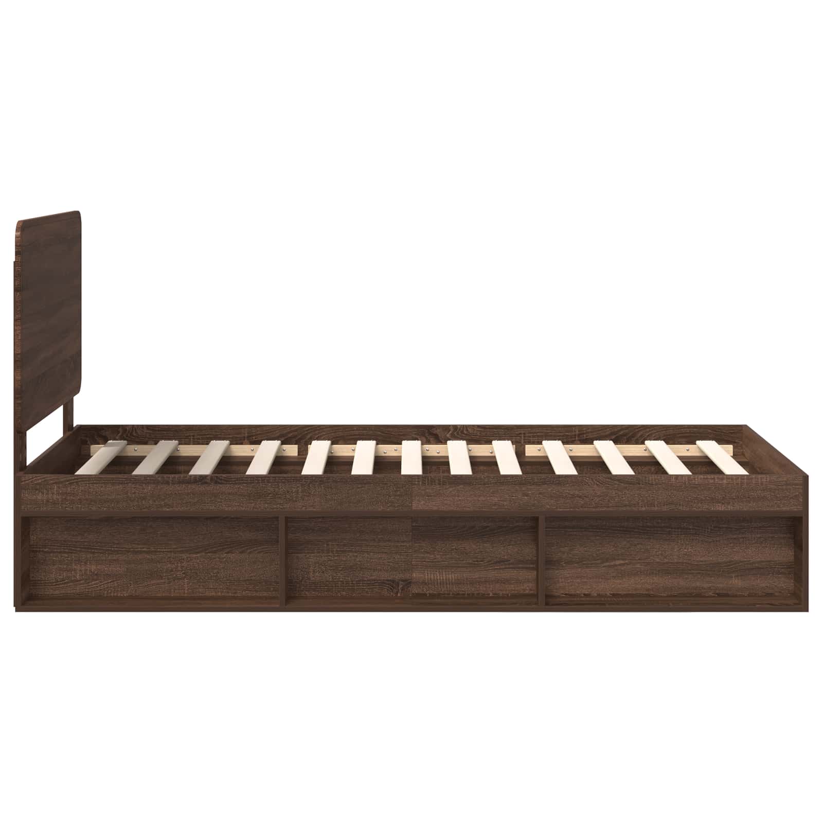 Sängram med huvudgavel Brun Ek 90 x 200 cm Massiv furu