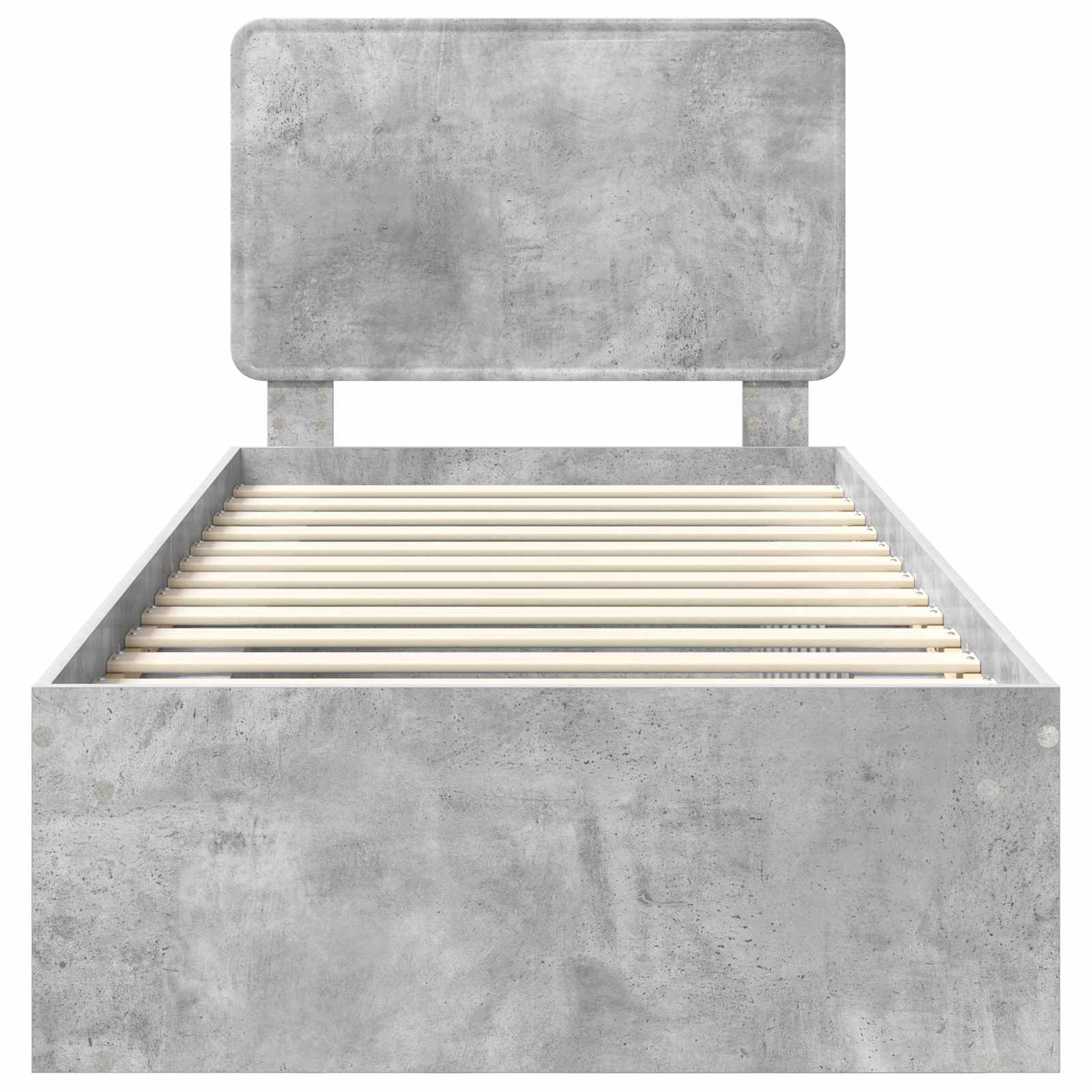 Sängram med huvudgavel Betonggrå 90 x 190 cm Massiv furu
