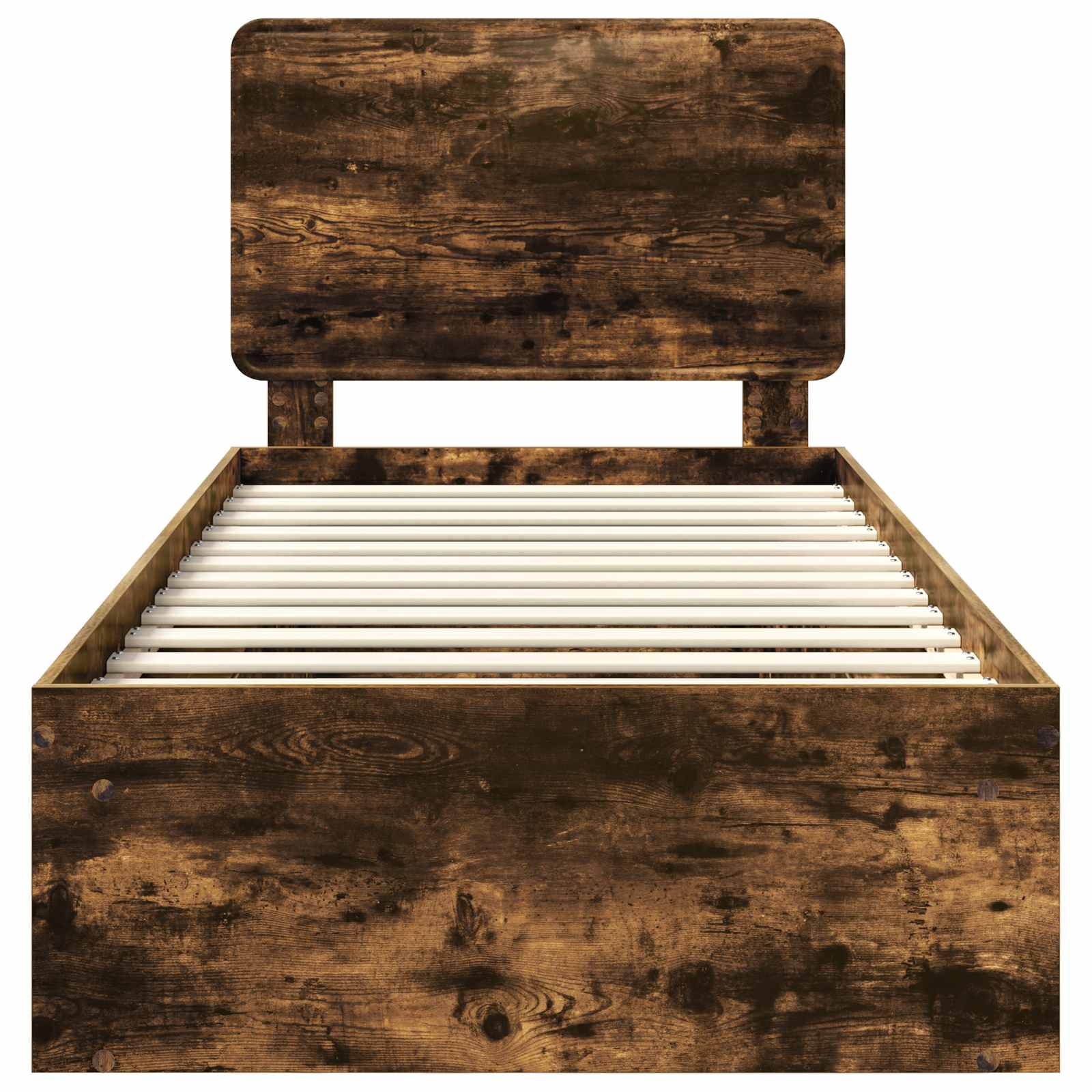 Sängram med huvudgavel Rökt ek 90 x 190 cm Massiv furu