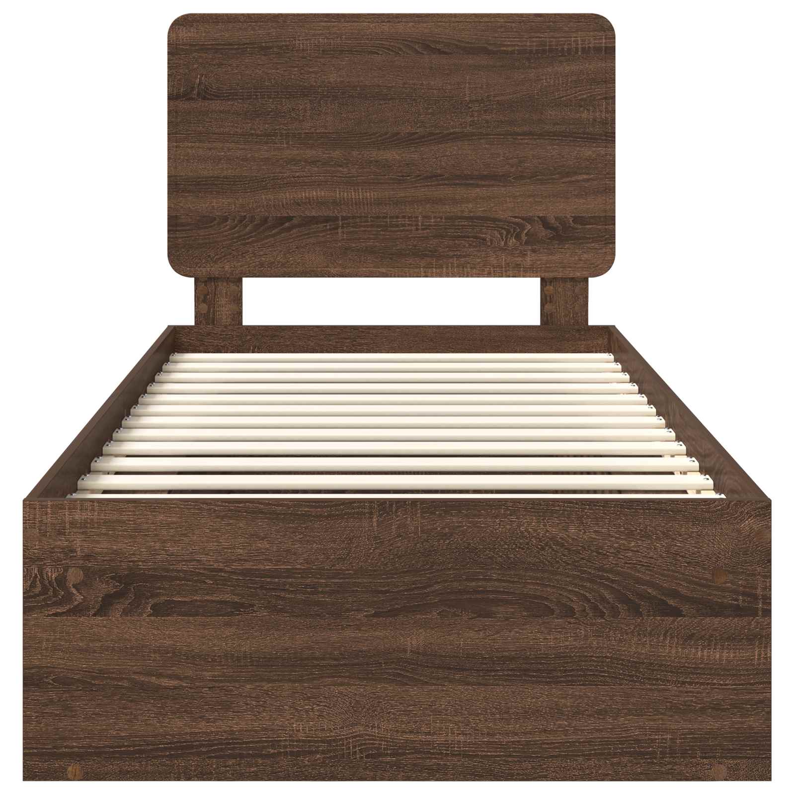 Sängram med huvudgavel Brun Ek 75 x 190 cm Massiv furu