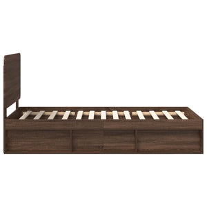 Sängram med huvudgavel Brun Ek 75 x 190 cm Massiv furu