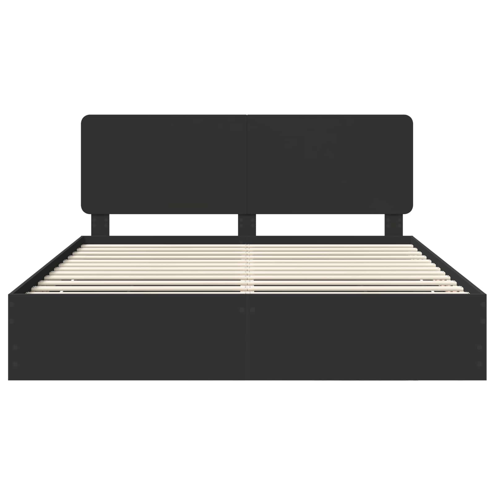 Sängram med låda med huvudgavel Svart 180 x 200 cm Ingenjörsträ