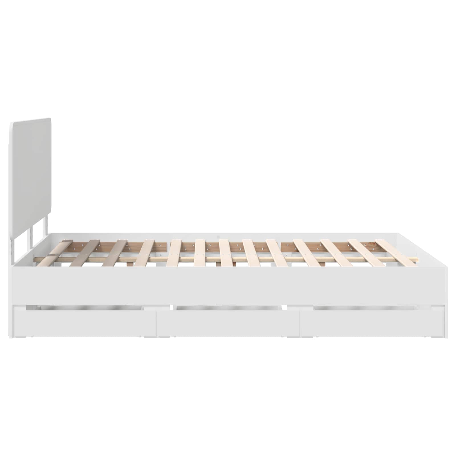 Sängram med låda med huvudgavel Vit 140 x 200 cm Ingenjörsträ