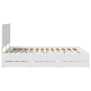 Sängram med låda med huvudgavel Vit 140 x 200 cm Ingenjörsträ