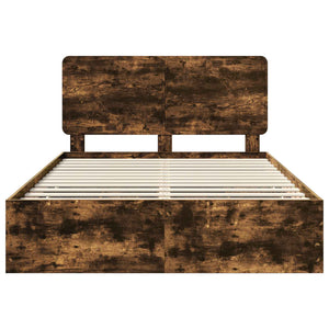 Sängram med låda med lagring Rökt ek 140 x 200 cm Ingenjörsträ