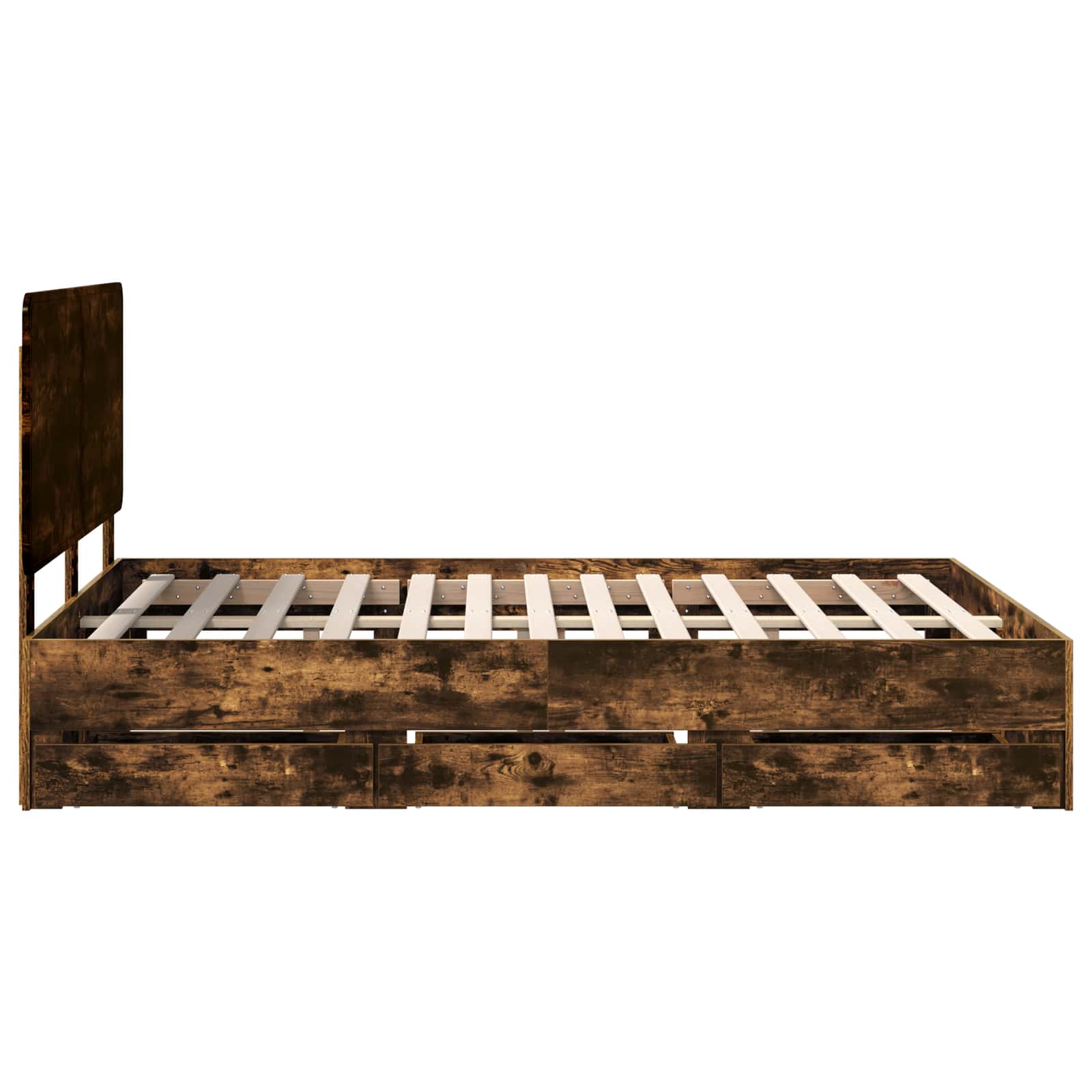 Sängram med låda med lagring Rökt ek 140 x 200 cm Ingenjörsträ