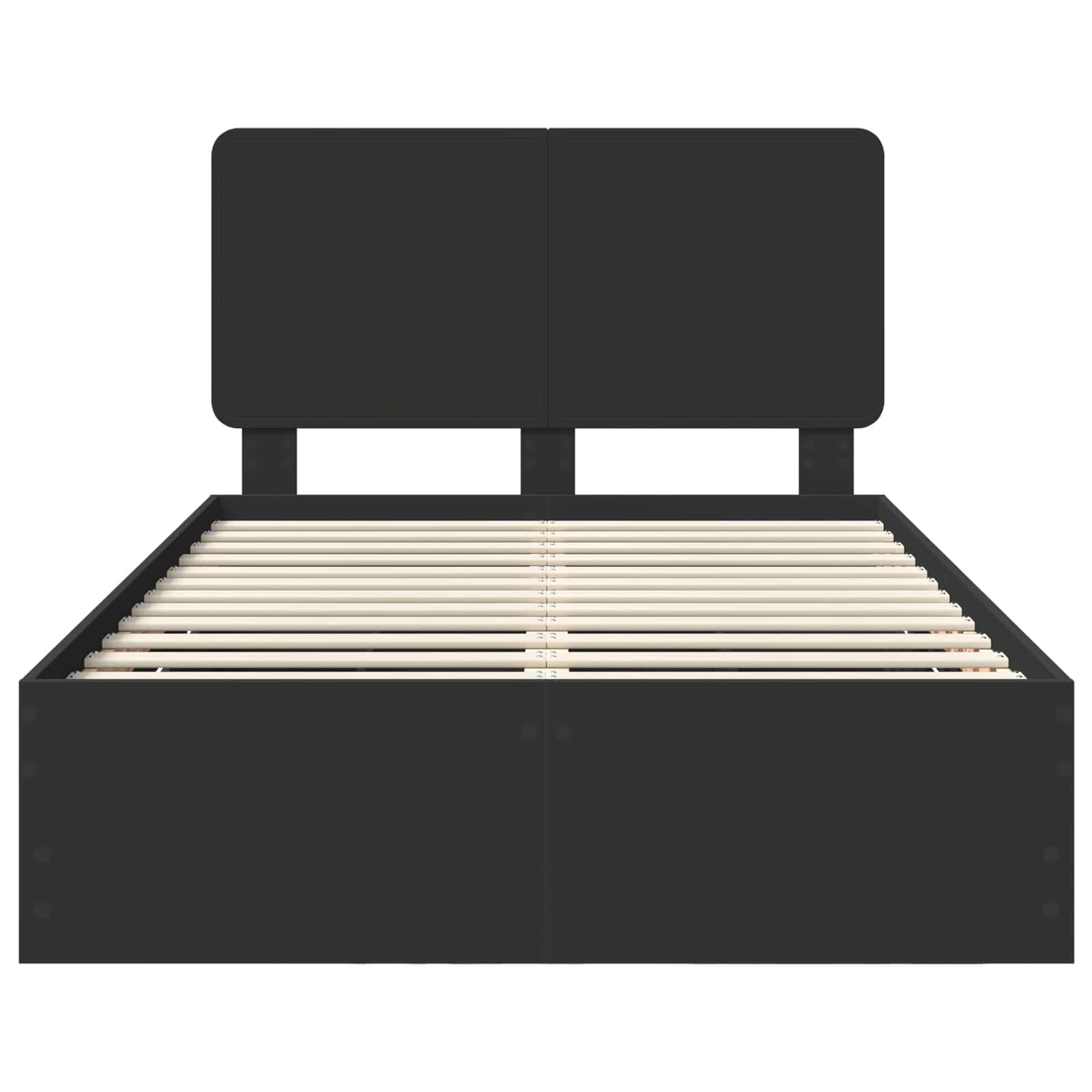 Sängram med låda med huvudgavel Svart 120 x 190 cm Ingenjörsträ