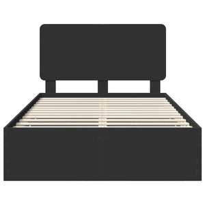 Sängram med låda med huvudgavel Svart 120 x 190 cm Ingenjörsträ