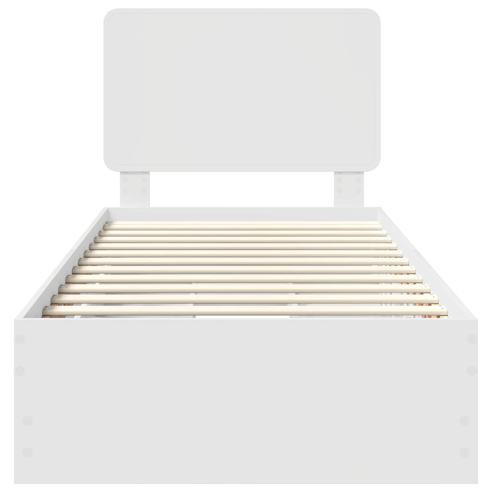 Sängram med låda med huvudgavel Vit 90 x 190 cm Ingenjörsträ