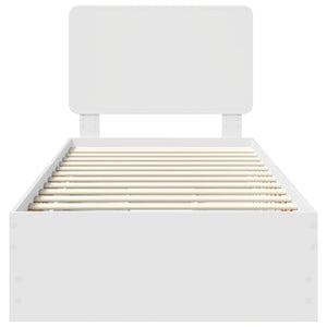 Sängram med låda med huvudgavel Vit 90 x 190 cm Ingenjörsträ