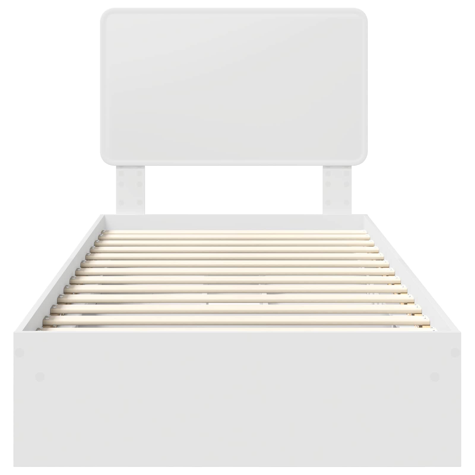 Förvaringssäng med huvudgavel Vit 90 x 200 cm Konstruerat trä