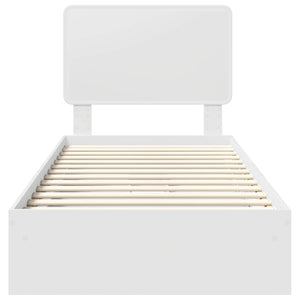 Förvaringssäng med huvudgavel Vit 90 x 200 cm Konstruerat trä