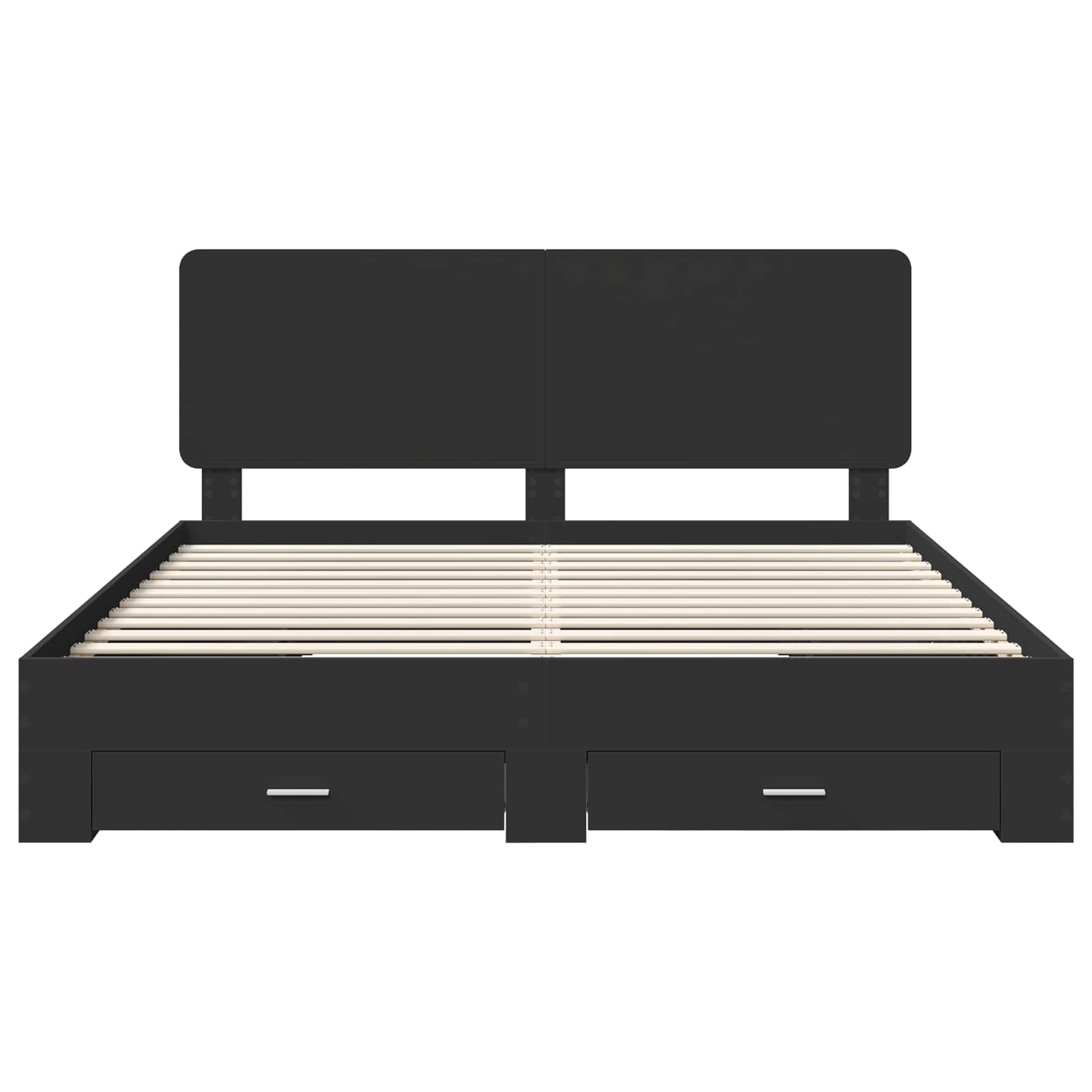 Sängram med huvudgavel Svart 200 x 200 cm Konstruerat trä