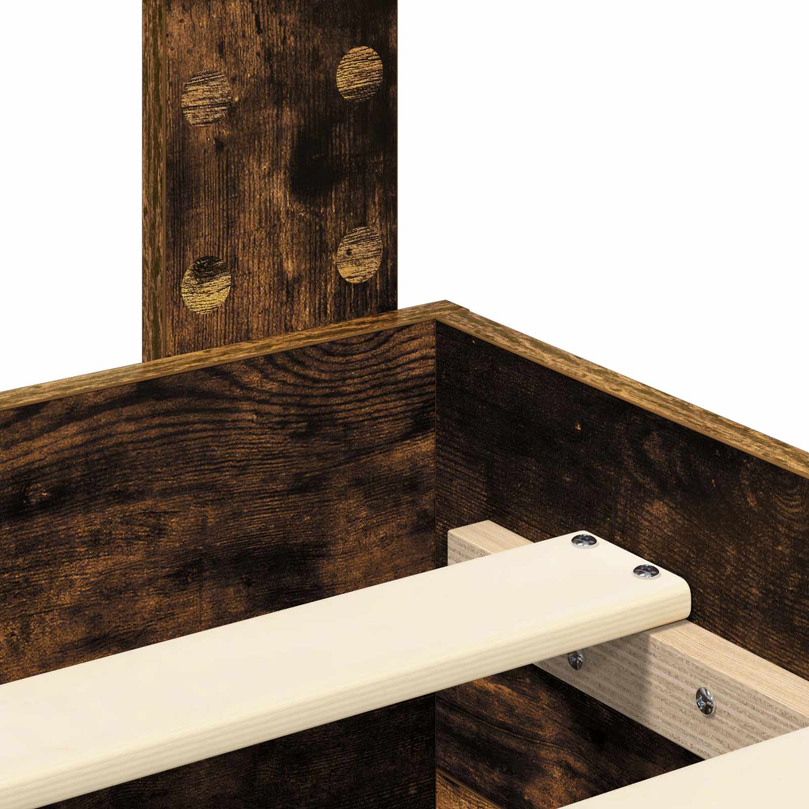 Sängram med huvudgavel Rökt ek 200 x 200 cm Konstruerat trä