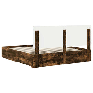 Sängram med huvudgavel Rökt ek 200 x 200 cm Konstruerat trä