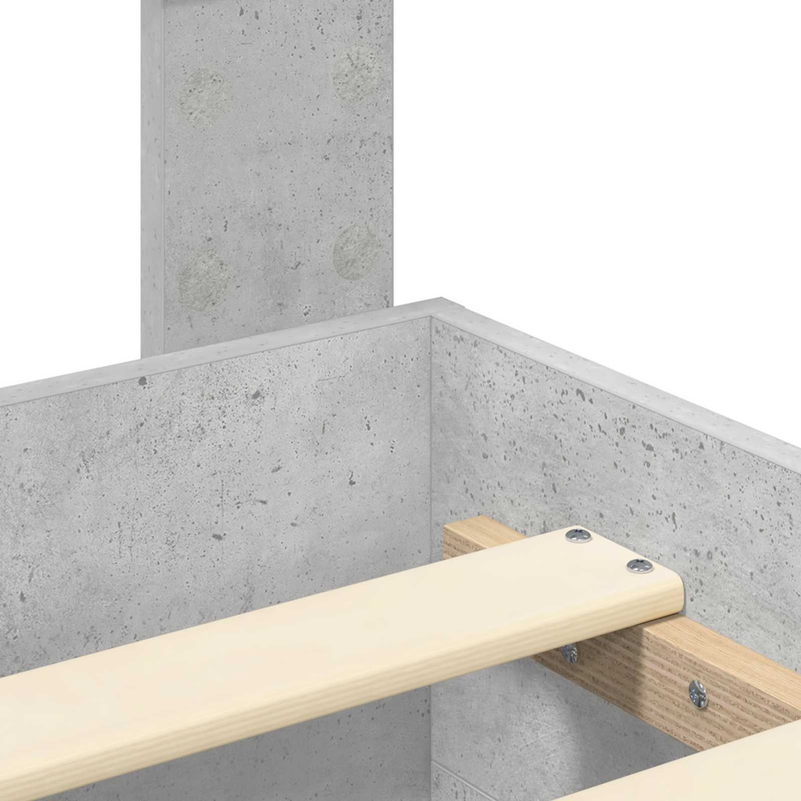 Sängram med huvudgavel Betonggrå 160 x 200 cm Konstruerat trä