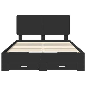 Sängram med huvudgavel Svart 150 x 200 cm Konstruerat trä