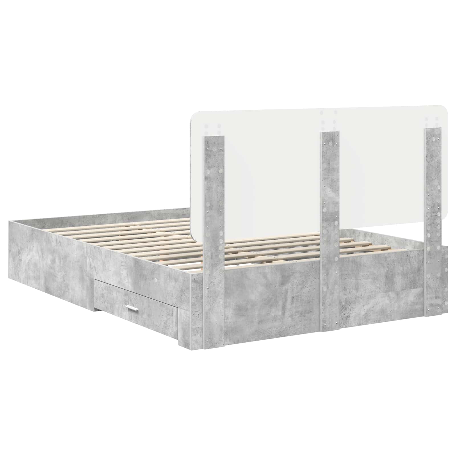 Sängram med huvudgavel Betonggrå 150 x 200 cm Konstruerat trä