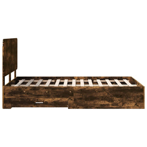 Sängram med huvudgavel Rökt ek 120 x 200 cm Konstruerat trä