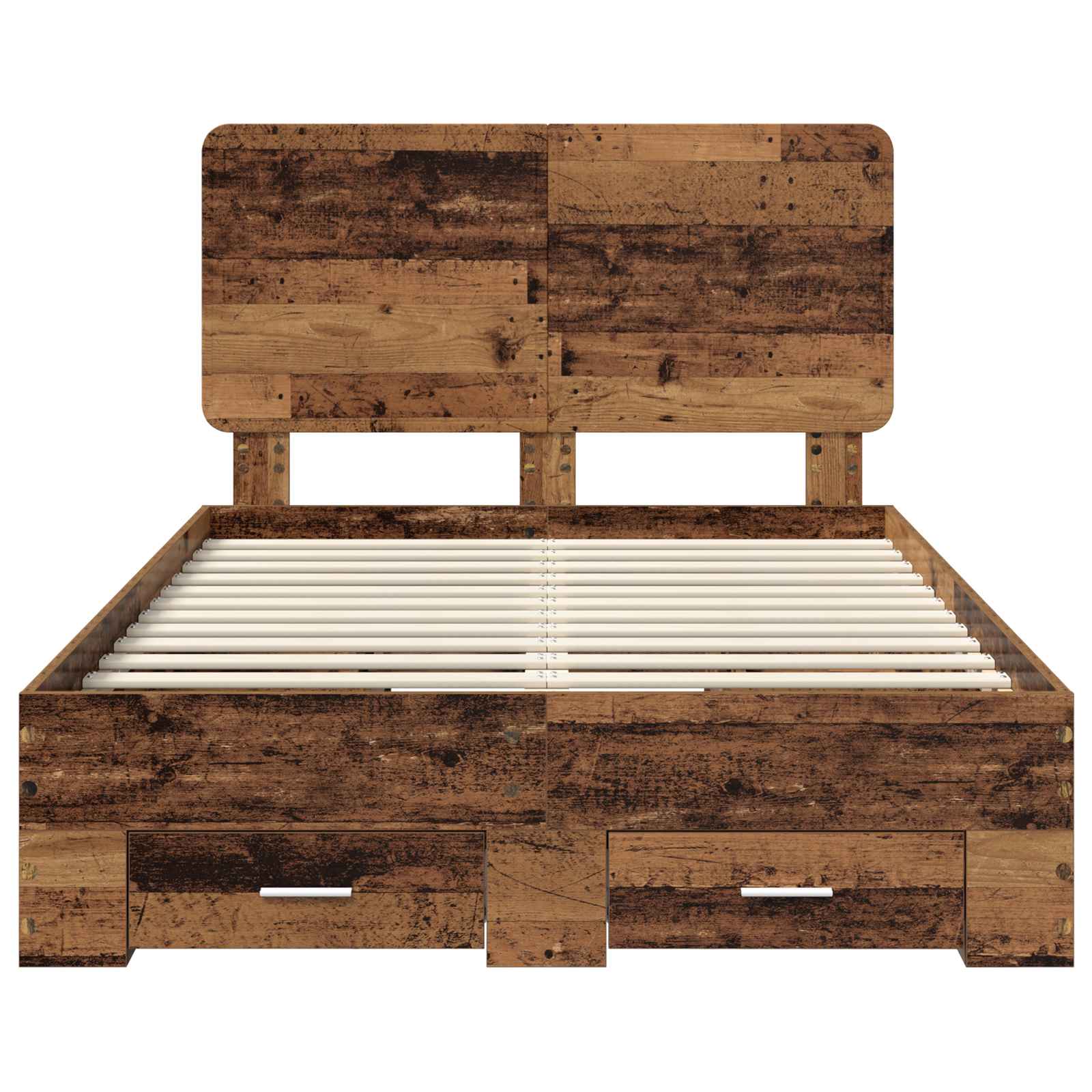 Sängram med huvudgavel Gammalt trä 120 x 190 cm Konstruerat trä