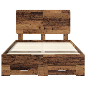 Sängram med huvudgavel Gammalt trä 120 x 190 cm Konstruerat trä